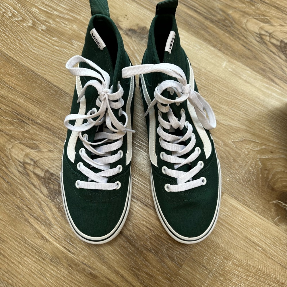 Vans Sk8-Hi High Top Sneakers in Green and White - Picture 7 of 9